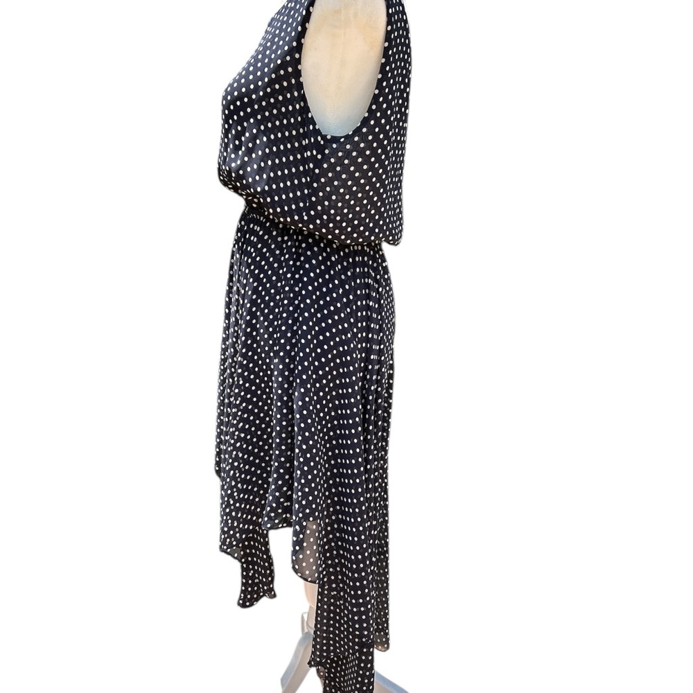 PinkyOtto Dress Polka Dot Dress Black White Assymetrical Hem Flouncy Small - Picture 5 of 13